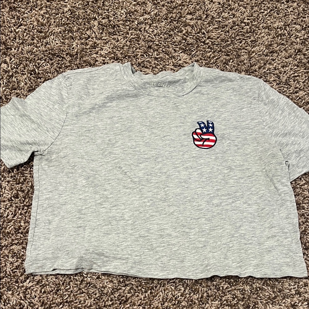 Aeropostale Gray Tee with Peace Sign Embroidery